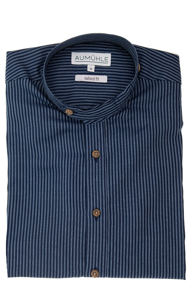Hemd 16265D, blau/blau gestreift Stehkragen