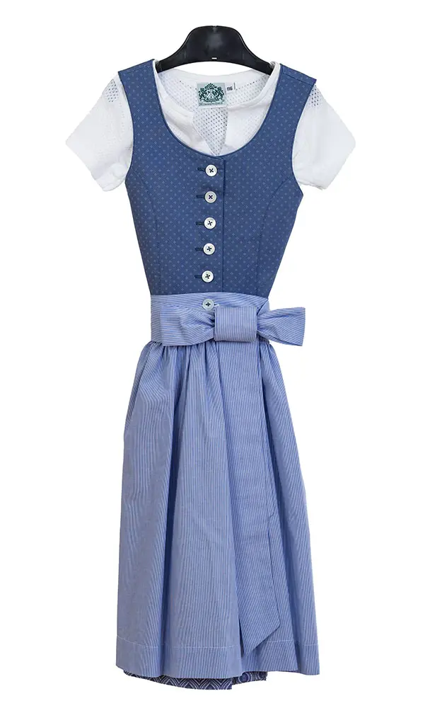 Kinderdirndl Bergsee, mit Schürze u. Bluse mittelblau