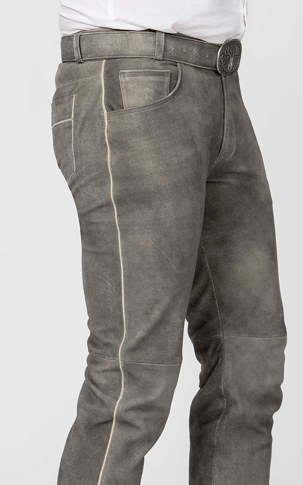 Lederhose Marlon mit Gürtel, stein gespeckt