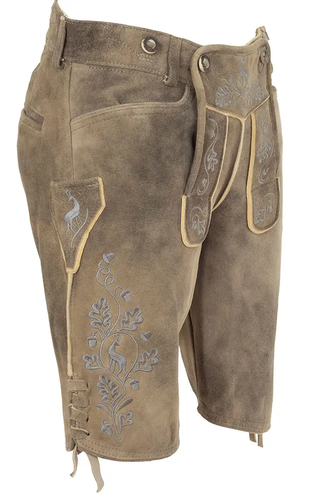 Lederhose Ludwig ohne Träger, inka/silber