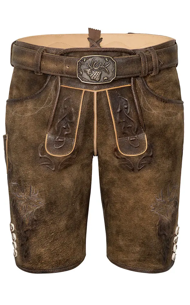 Lederhose Wayen mit Gürtel, taiga