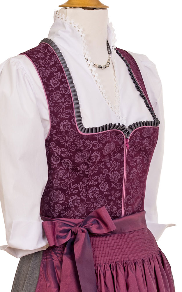 Blusendirndl Riegsee /E2 beere/grau, ohne Schürze