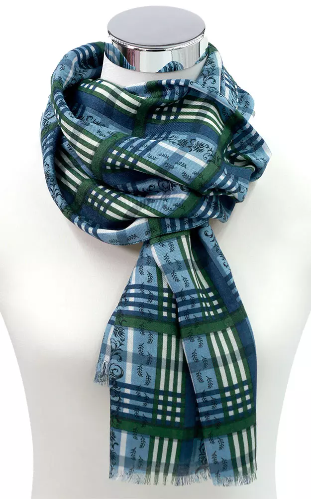 Schal Ausseer Karo, dunkelblau