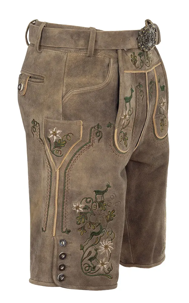 Lederhose 7562 mit Gürtel, beige