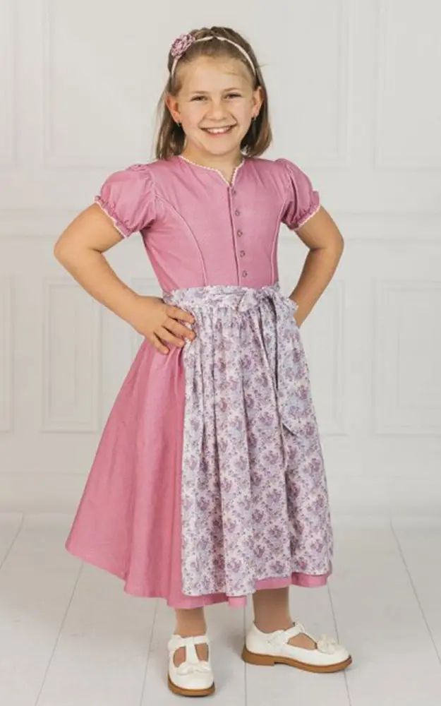 Baby-Dirndl Elena mit Schürze, altrosa