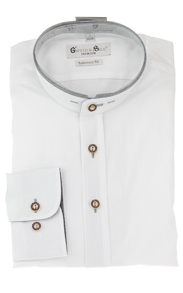 Hemd Pilsensee, weiß/grau - Tailored fit