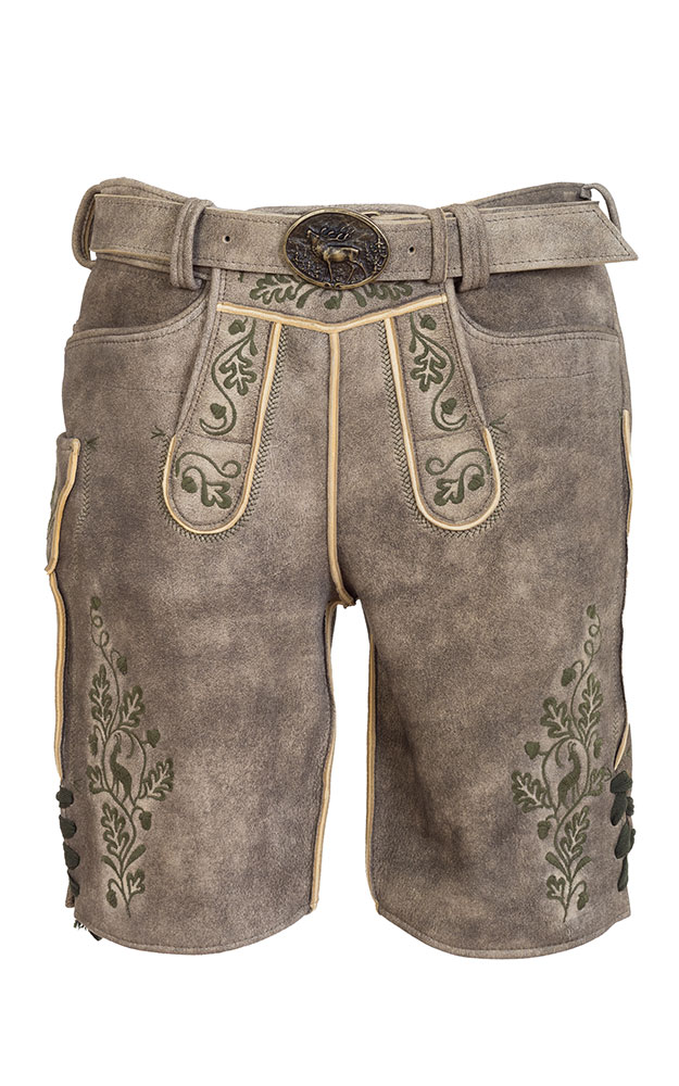 Hirschlederhose Spitzbua mit Gürtel, sand antik