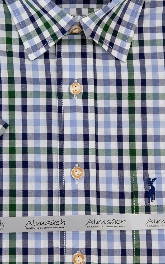 Hemd HE 553, # blau/tanne Kurzarm