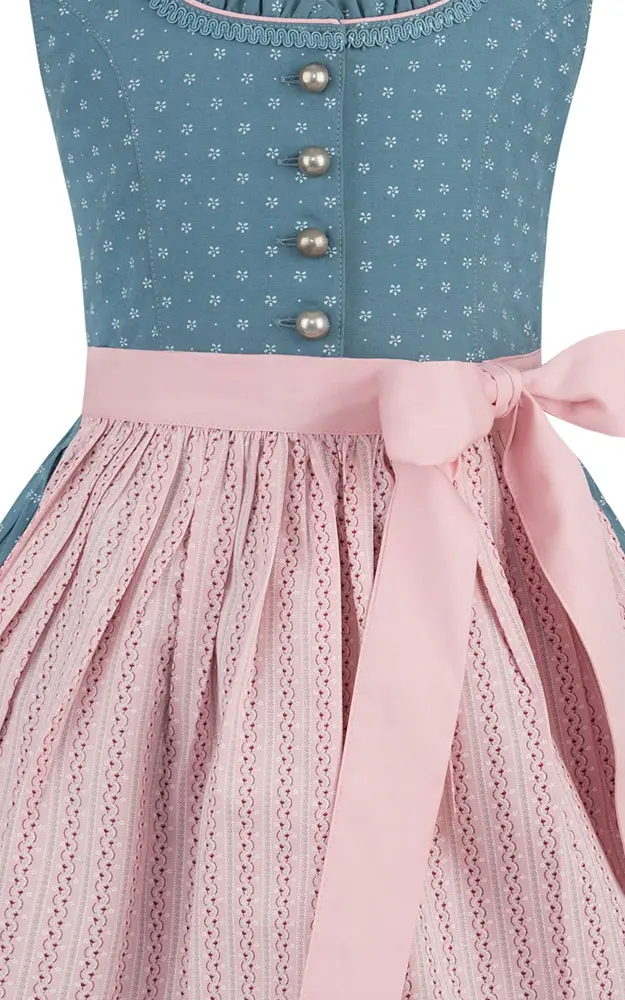 Kinderdirndl Greta, mit Schürze, rauchblau
