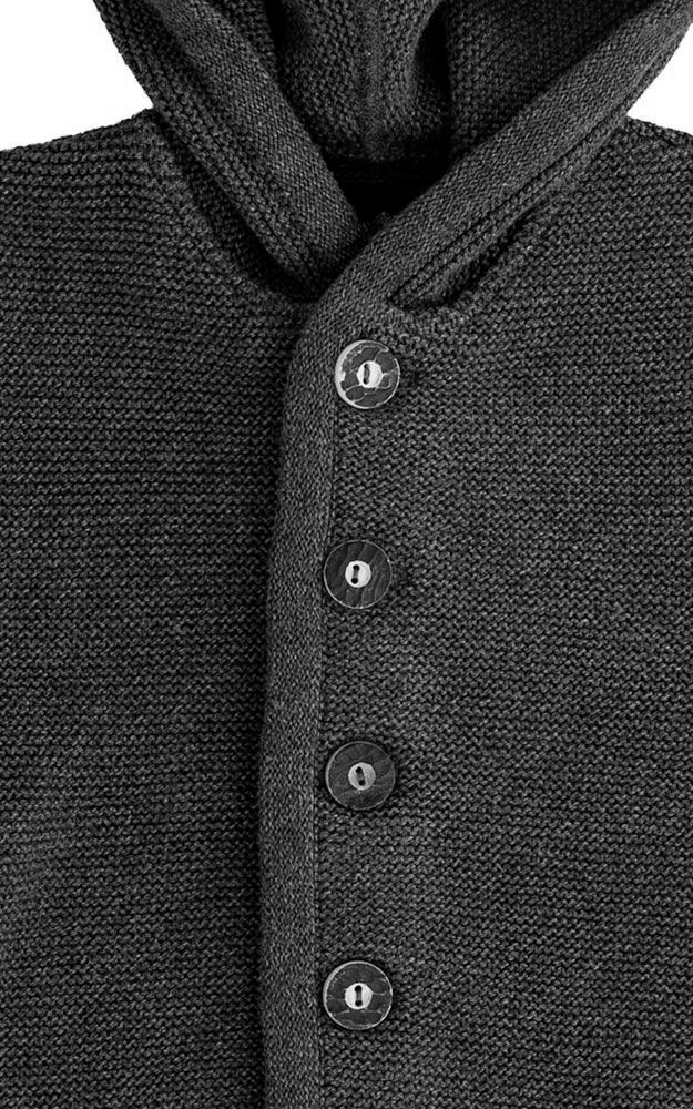 Kinder-Strickjacke mit Kapuze, anthrazit