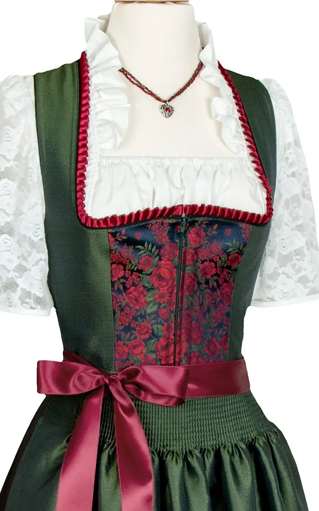 Blusendirndl Hechtsee /E grün/schwarz, ohne Schürze