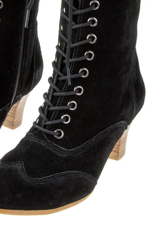 Damen-Schnürstiefel, schwarz