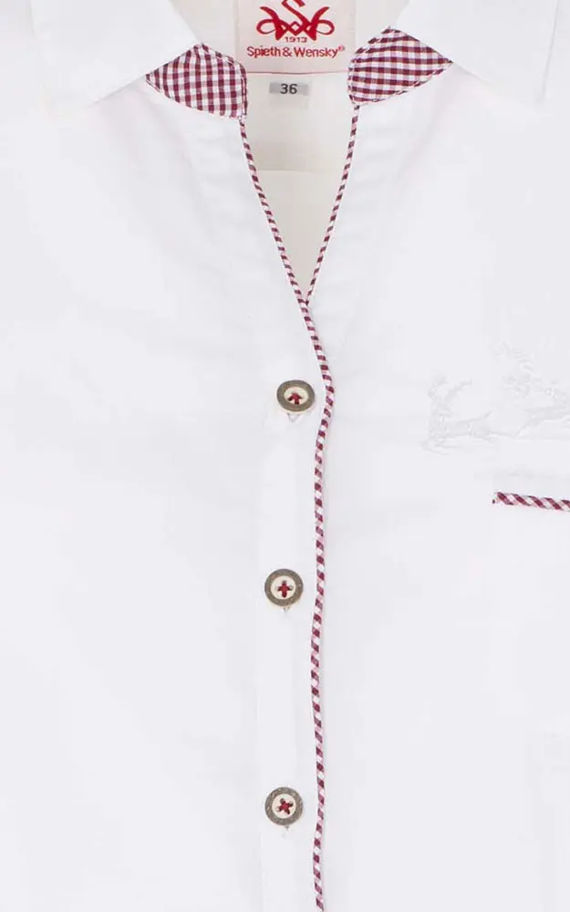 Trachtenbluse Polenta, weiß/rot
