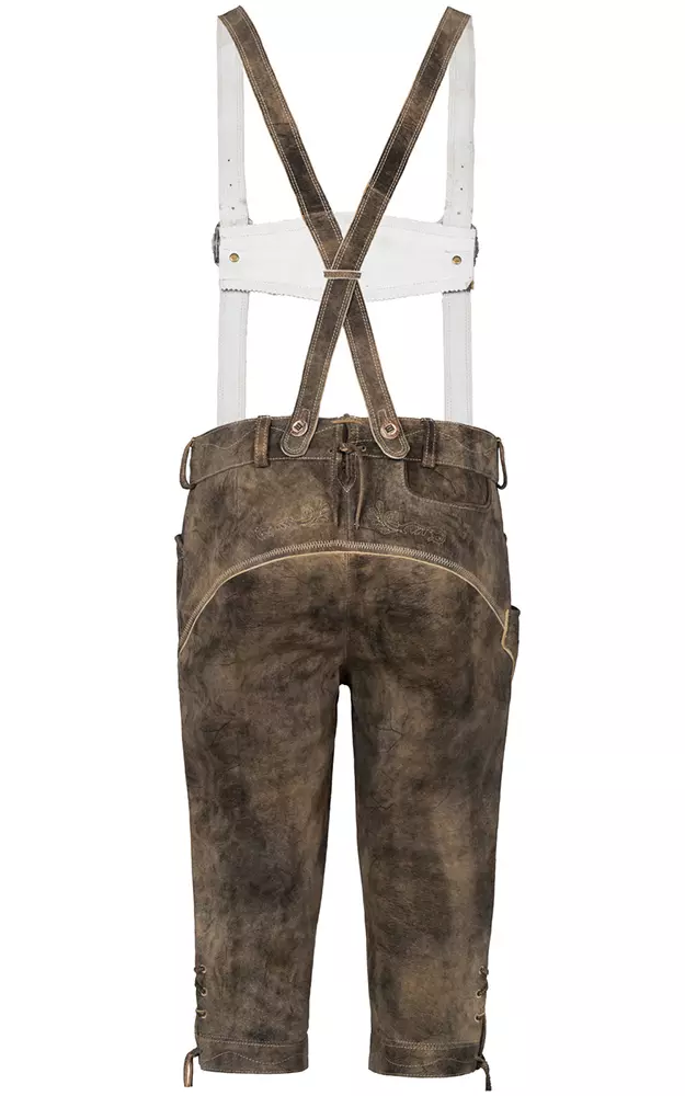 Lederhose Gand mit Träger, camel/sand