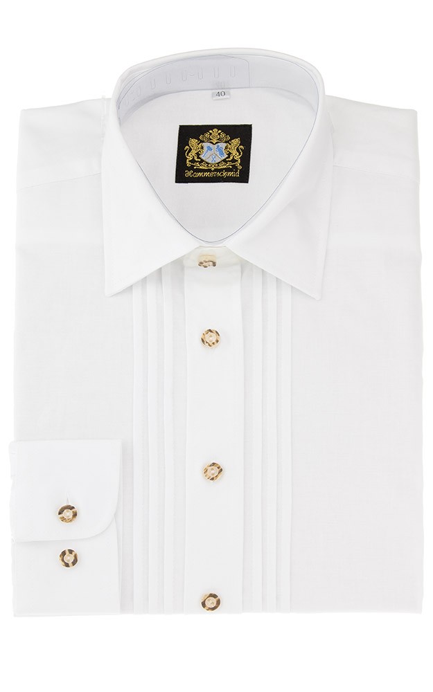 Hemd 1001 Liegekragen Biesen, weiß - Slim fit