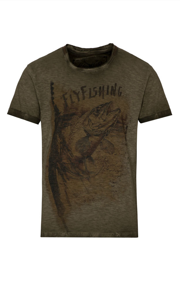 T-Shirt Flyfishing, grün/braun