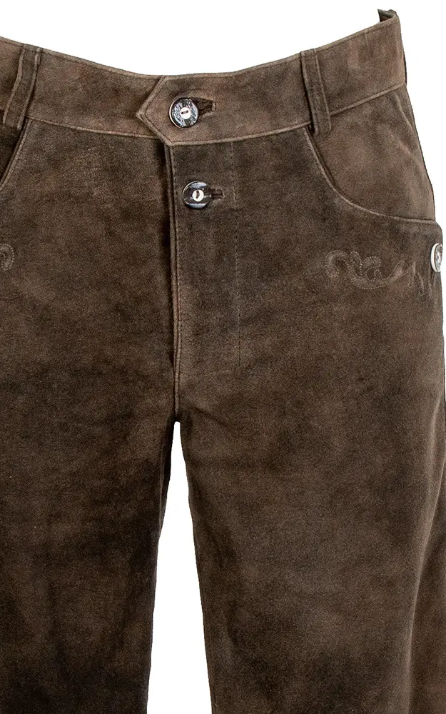 Lederhose Erich lang, mittelbraun