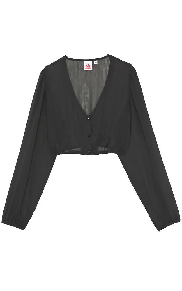 Dirndlbluse Efeu, schwarz Chiffon