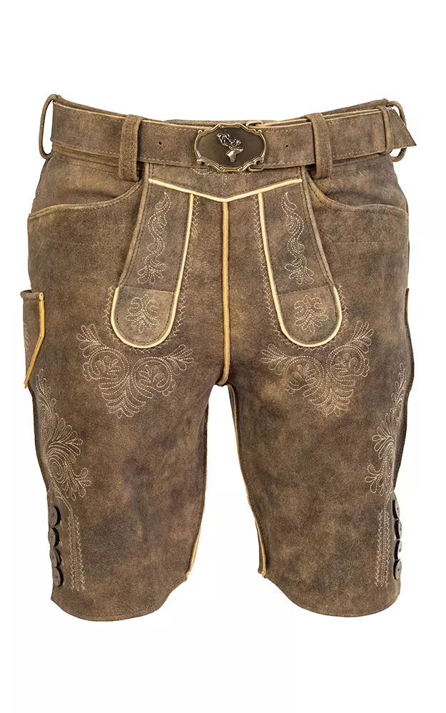 Lederhose Karl mit Gürtel, torf