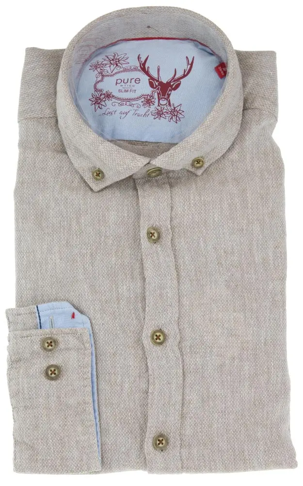 Hemd C52613-21296, beige - Slim fit