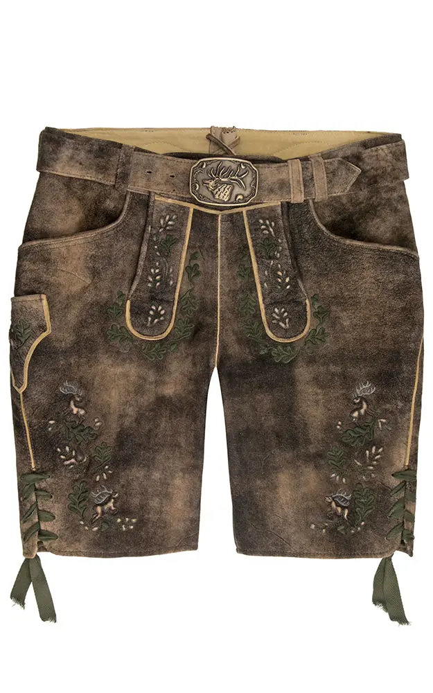 Lederhose Dom mit Gürtel Sämina, trüffel