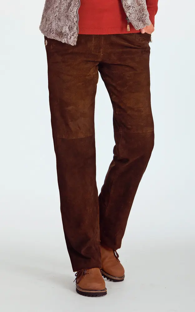 Damenlederhose Verena, lang espresso