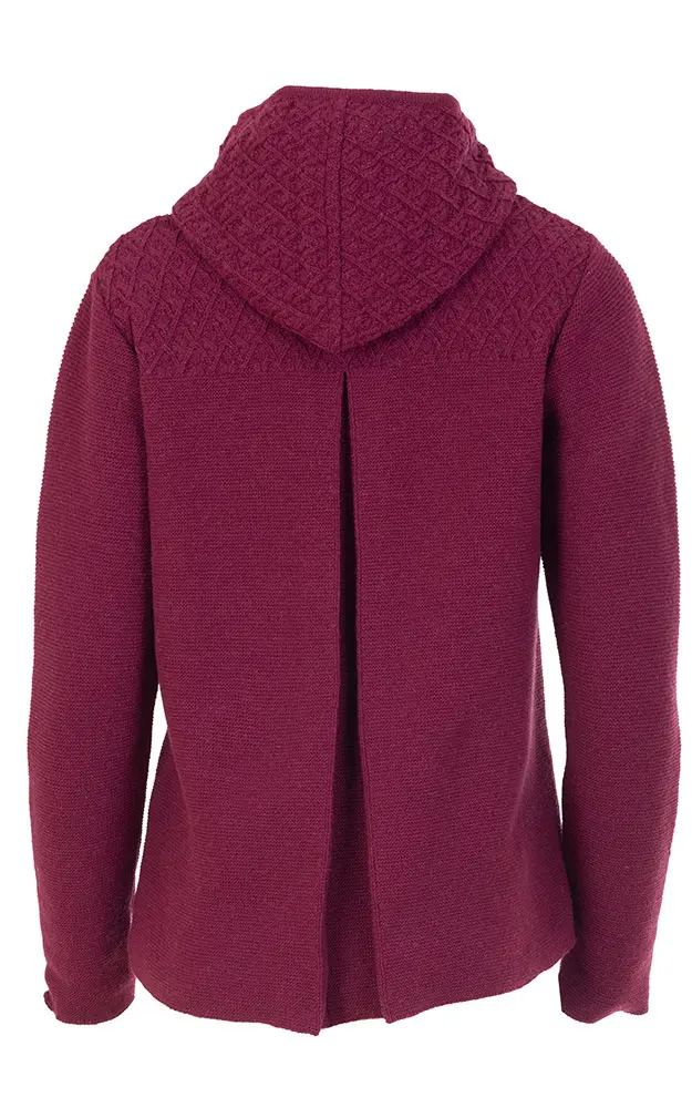 Strickpulli Ines mit Kapuze, weinrot