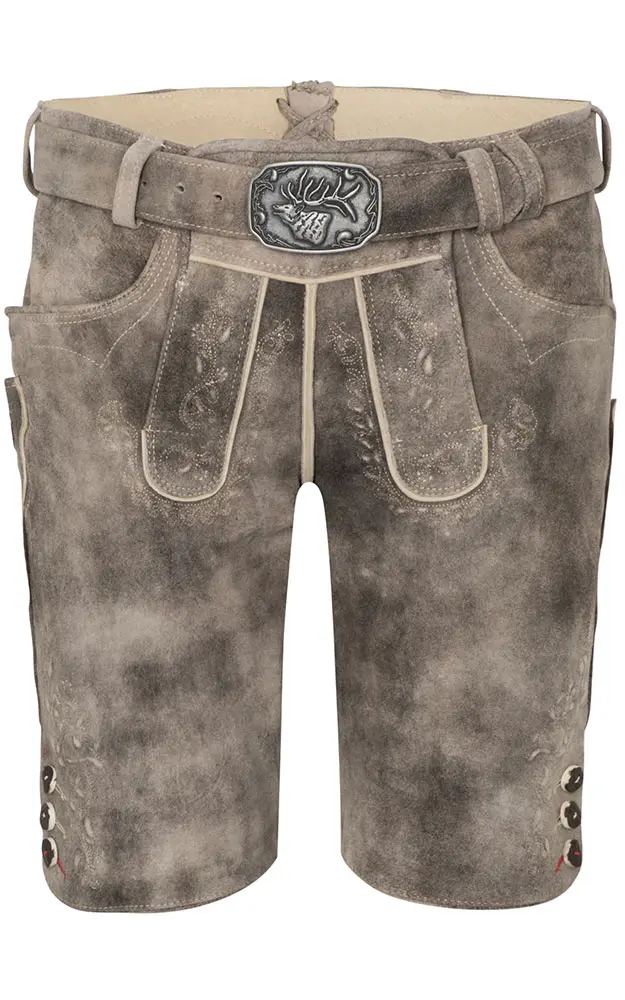 Lederhose Alex mit Gürtel, oxford/sand