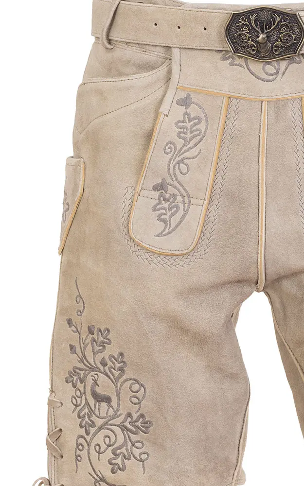 Lederhose 7742 mit Gürtel, hellbraun