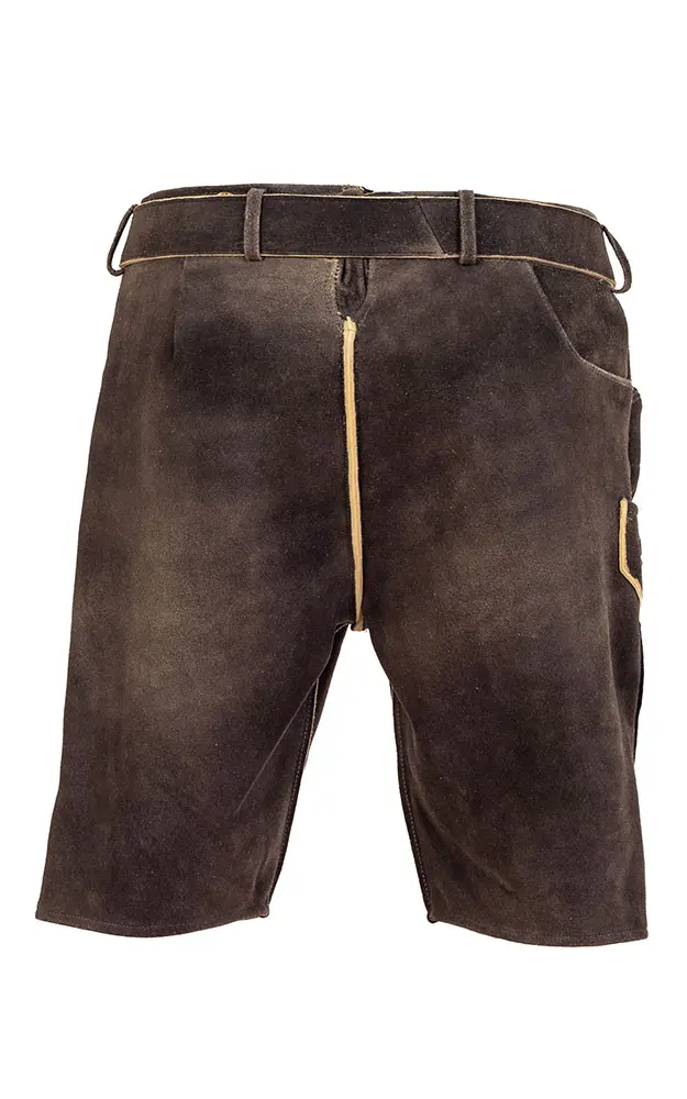 Hirschlederhose Jenner mit Gürtel, grau antik