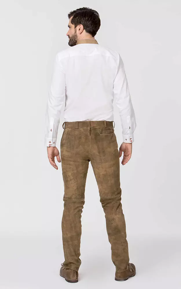 Lederhose Rocco mit Gürtel, havanna