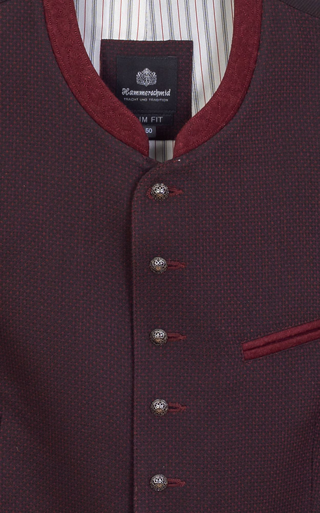 Weste Mirko, weinrot - Stretch