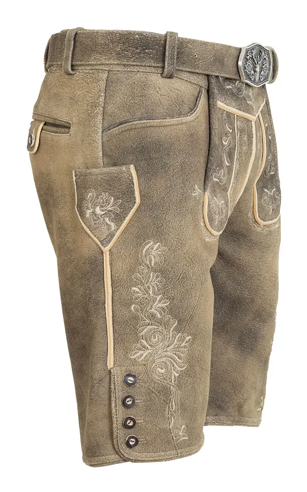 Hirschllederhose 7732 mit Gürtel, forest