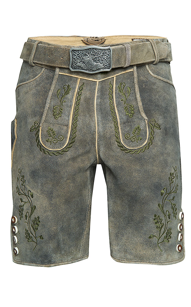 Lederhose Bruno mit Gürtel, graubraun