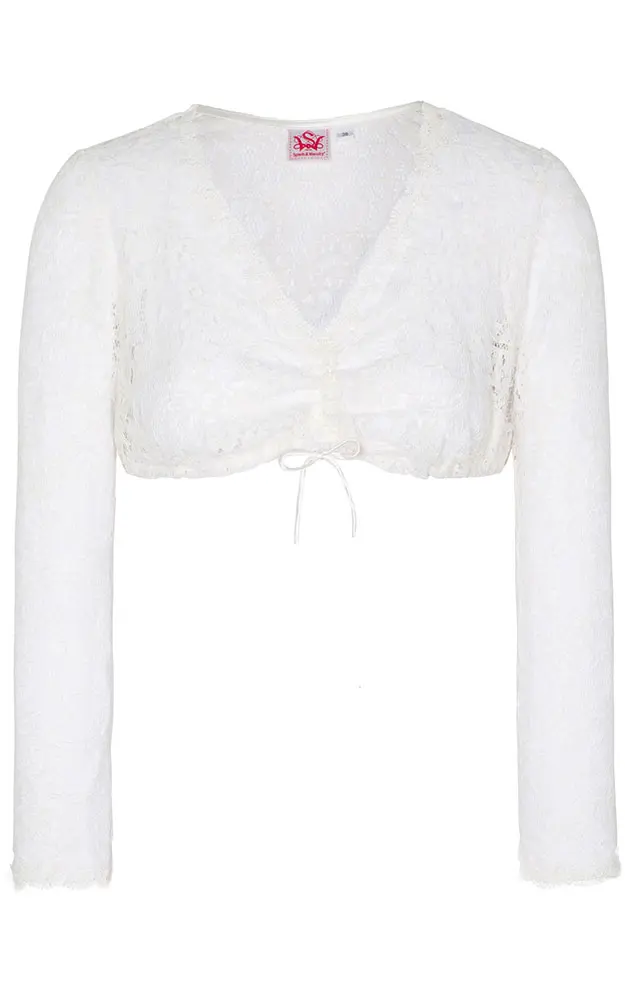 Dirndlbluse Hadia Langarm, weiß Spitzenarm