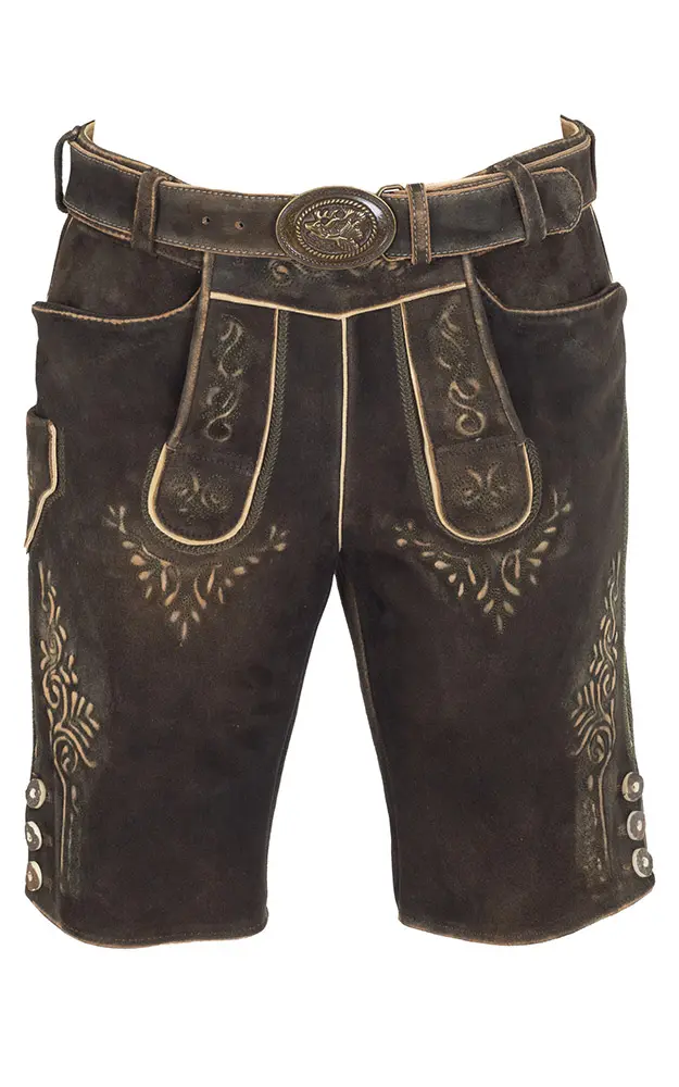 Lederhose Vitto mit Gürtel, dunkelbraun