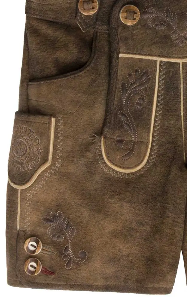 Kinder-Lederhose Ebias mit Träger/Gürtel, braun - FC Bayern