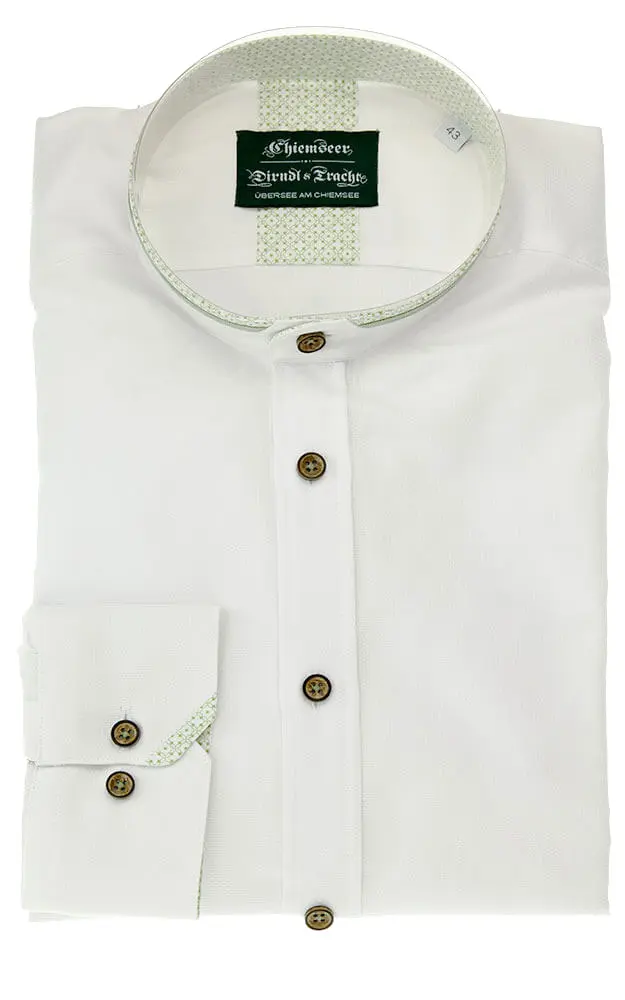 Hemd 3012, weiß/grün - Slim fit