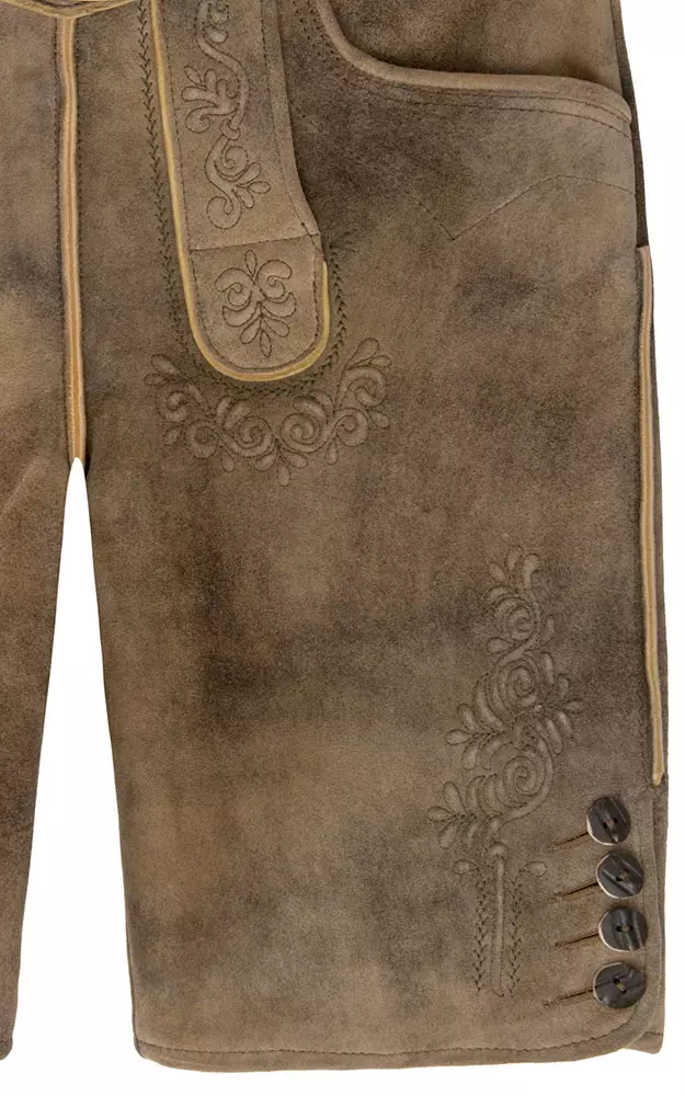 Lederhose Grafenau mit Gürtel, camel