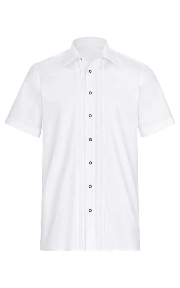Hemd Hanco 4 Biesen, weiß Kurzarm