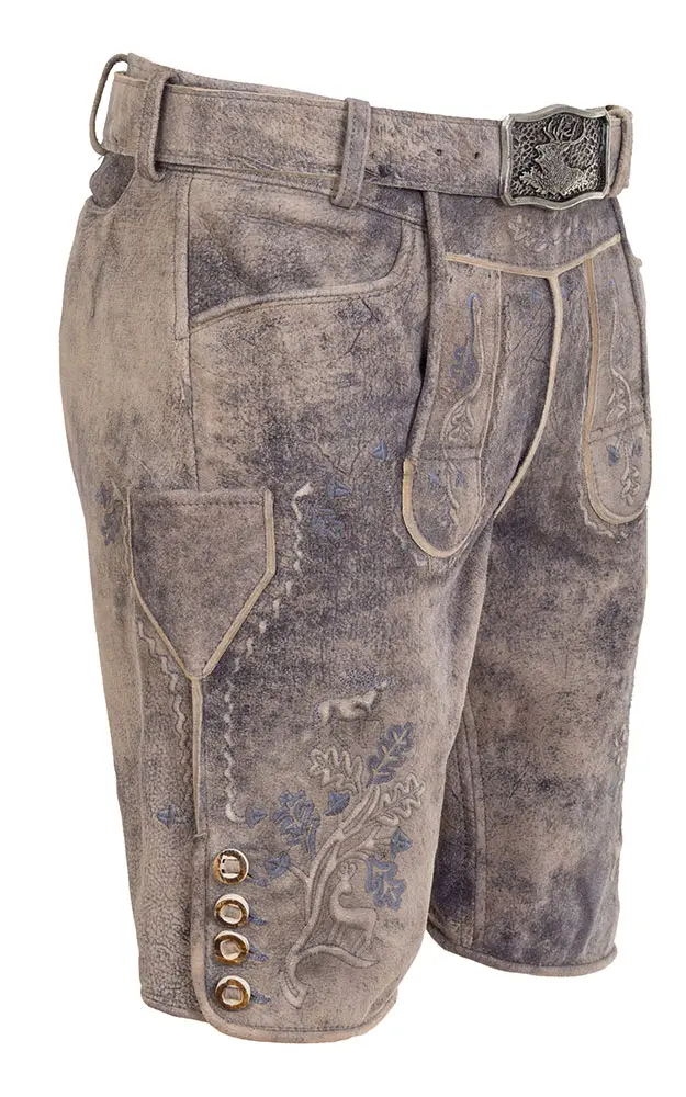 Lederhose Jonas mit Gürtel, Asche antik