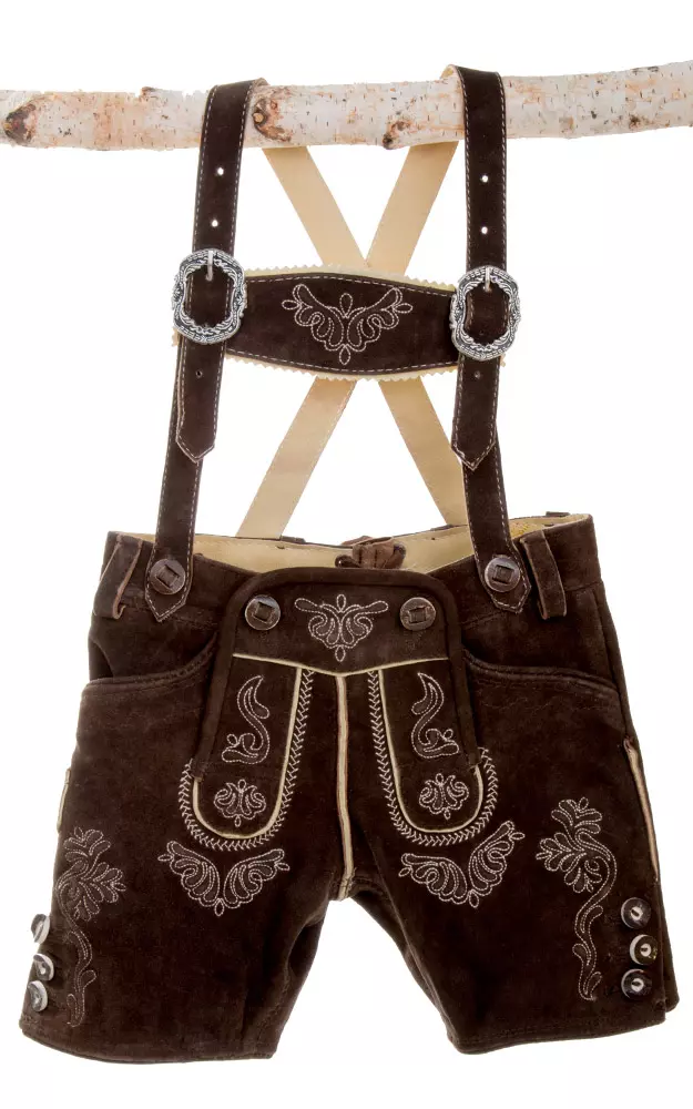 Kinder-Lederhose Michi mit Träger espresso