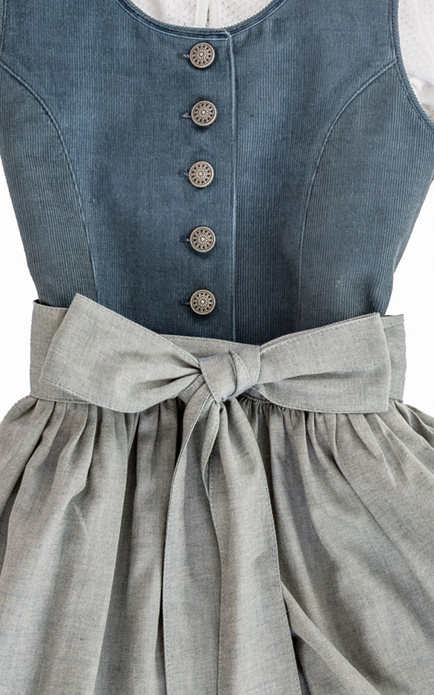 Kinderdirndl Blausee mit Schürze u. Bluse petrol