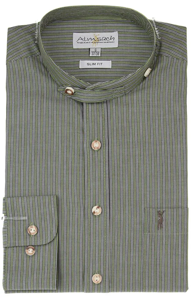 Hemd HE 942, oliv gestreift SK - Slim fit