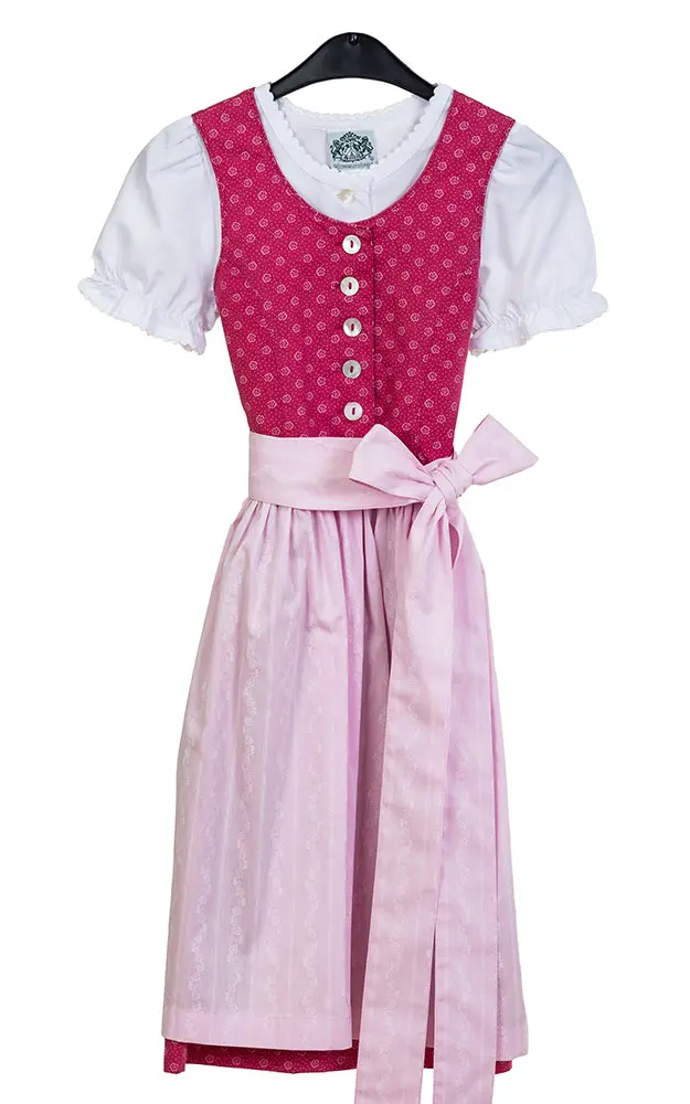 Kinderdirndl Wallersee mit Schürze u. Bluse, pink