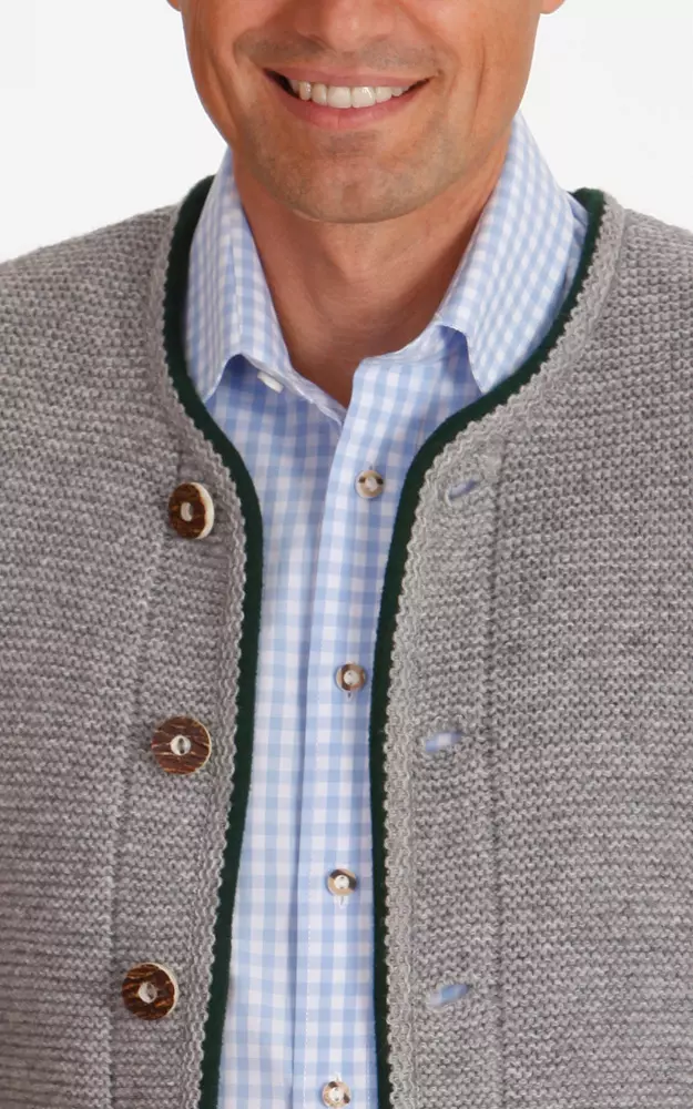 Strickjacke Gerhard, steingrau/tanne