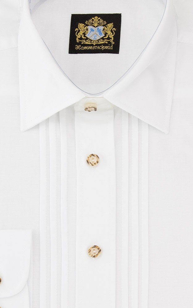 Hemd 1001 Liegekragen Biesen, weiß - Slim fit
