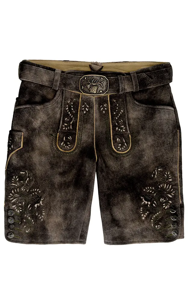 Lederhose Evander mit Gürtel, dunkelbraun