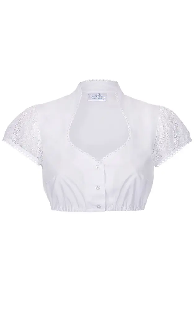 Dirndlbluse 01 0302 73, weiß Spitzenarm