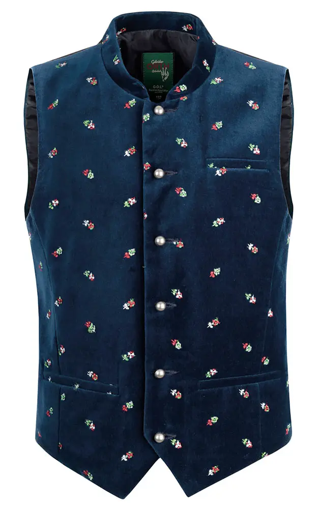 Kinderweste Samt bestickt, dunkelblau